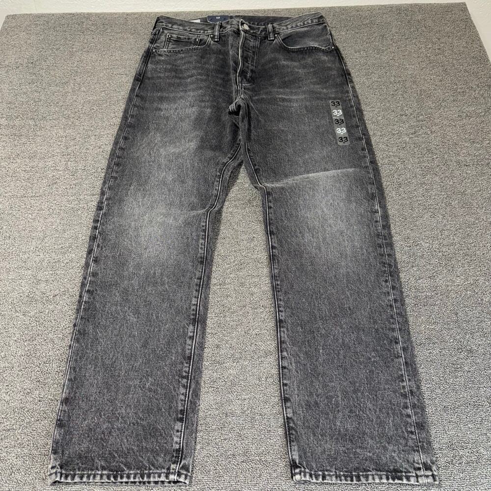 NWT GAP Original Longer Rise Straight Leg Relaxed Black Jeans Women's Size 33/32